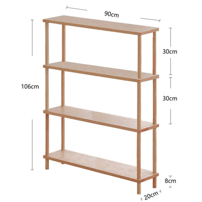 Tall Narrow Shelving Unit Holding Kitchen Items

