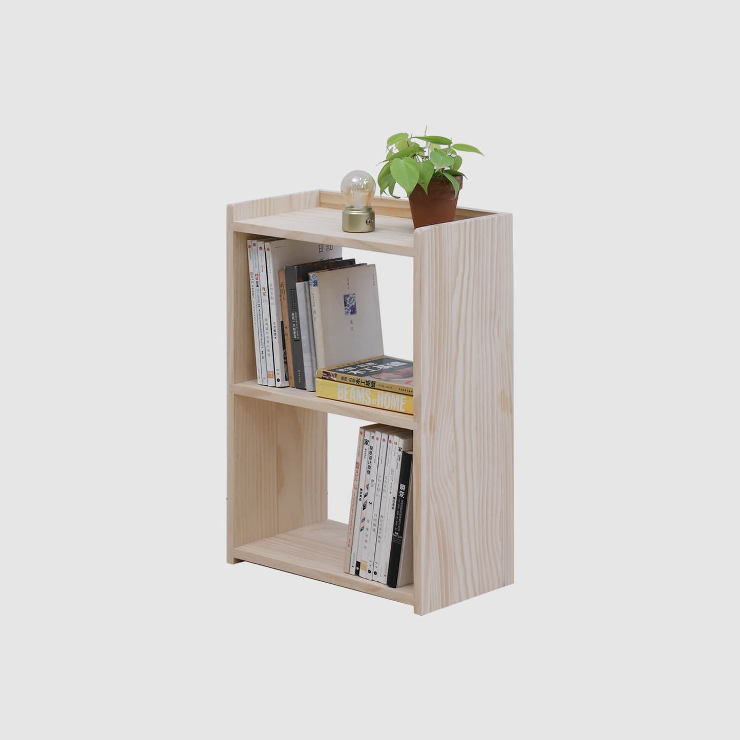 Natural Wood Desk Side Bookshelf