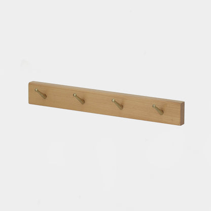 Solid Wood Brass Hooks Rack