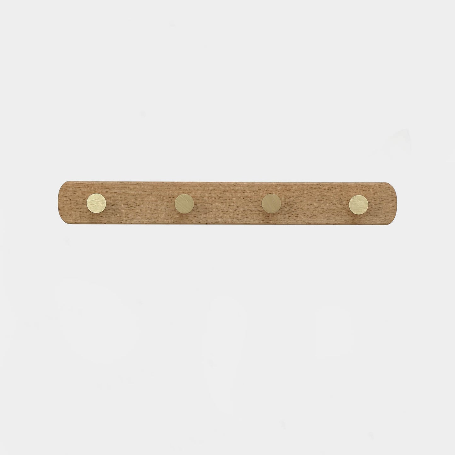 Wooden Rack with Brass Hooks