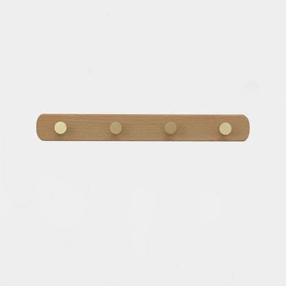 Wooden Rack with Brass Hooks