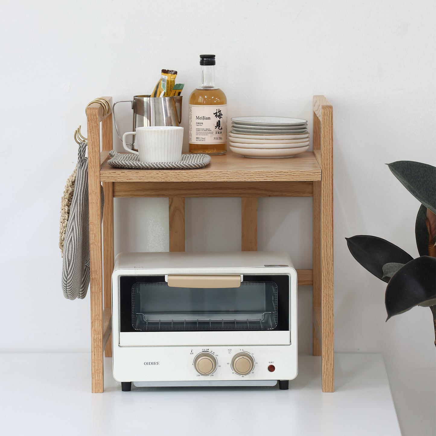 Wooden Microwave Storage Shelf