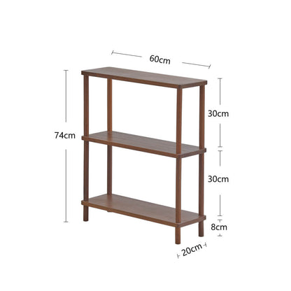 Tall narrow shelving unit in hallway