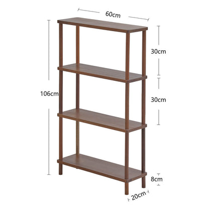 Narrow shelving unit with family photos