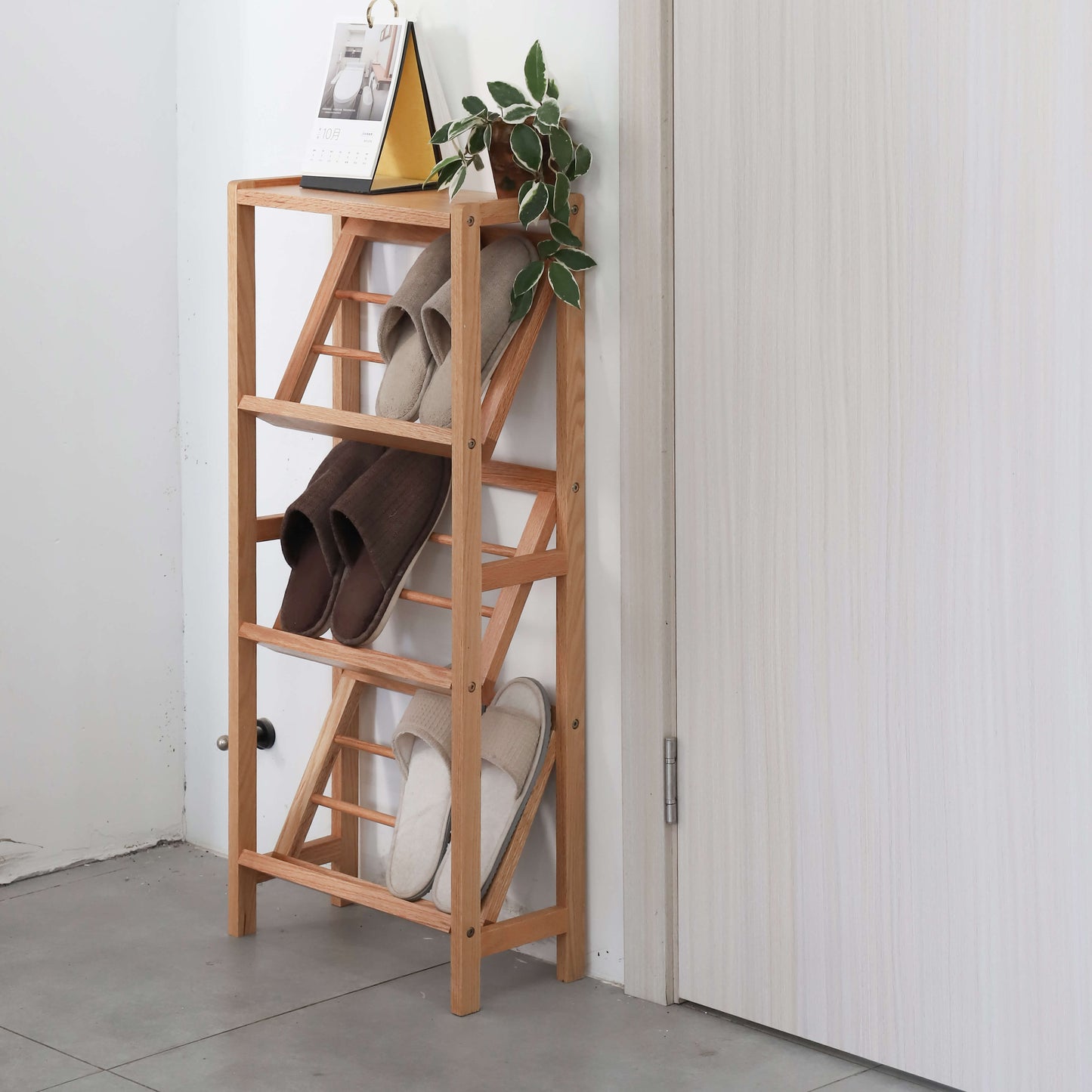 Slanted Wooden Shoe Rack