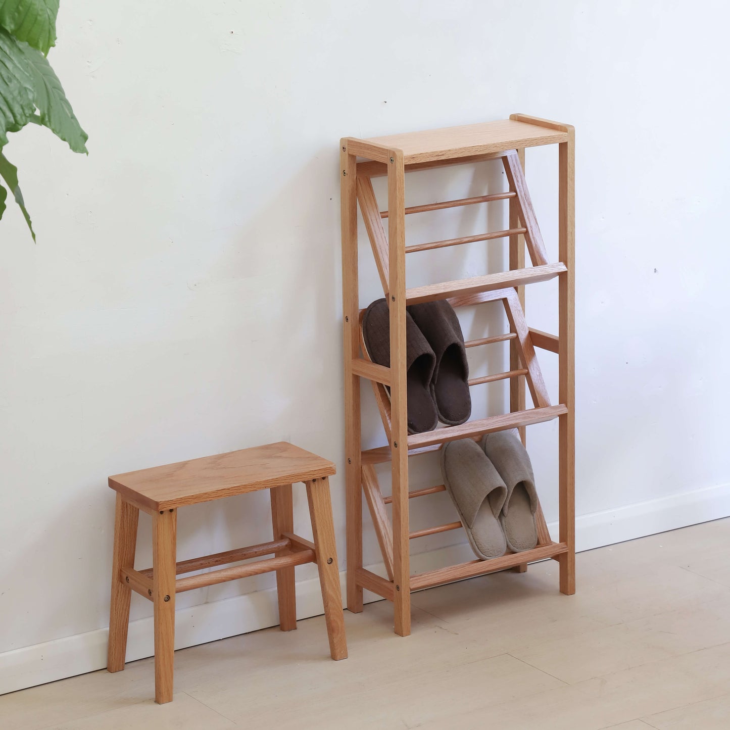 Slanted Wooden Shoe Rack