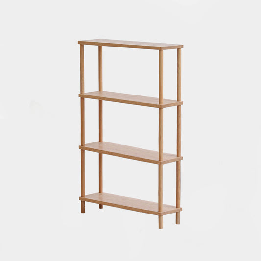 Wooden Tall Narrow Shelving Unit with Decorative Items