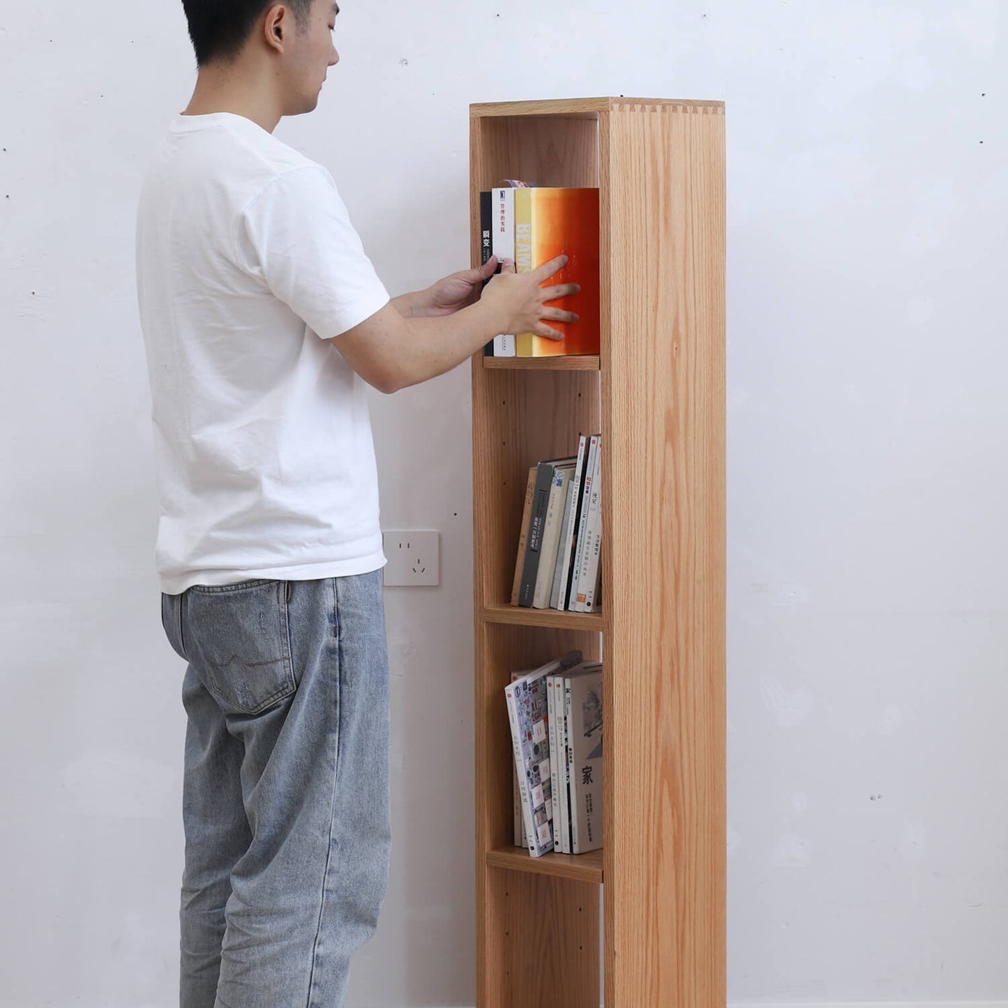 Adjustable Slim Custom Wooden Bookcase