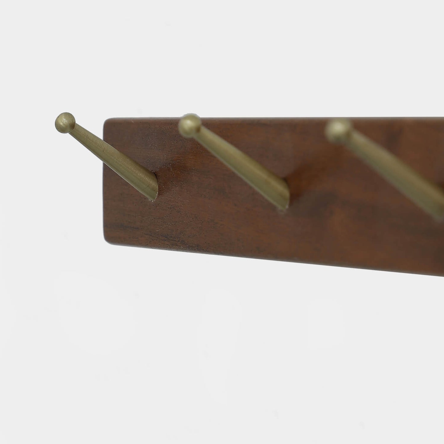 Solid Wood Brass Hooks Rack