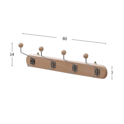 natural beech wood 4hooks rack