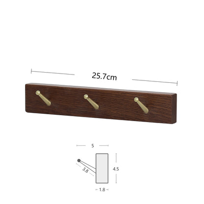 Solid Wood Brass Hooks Rack